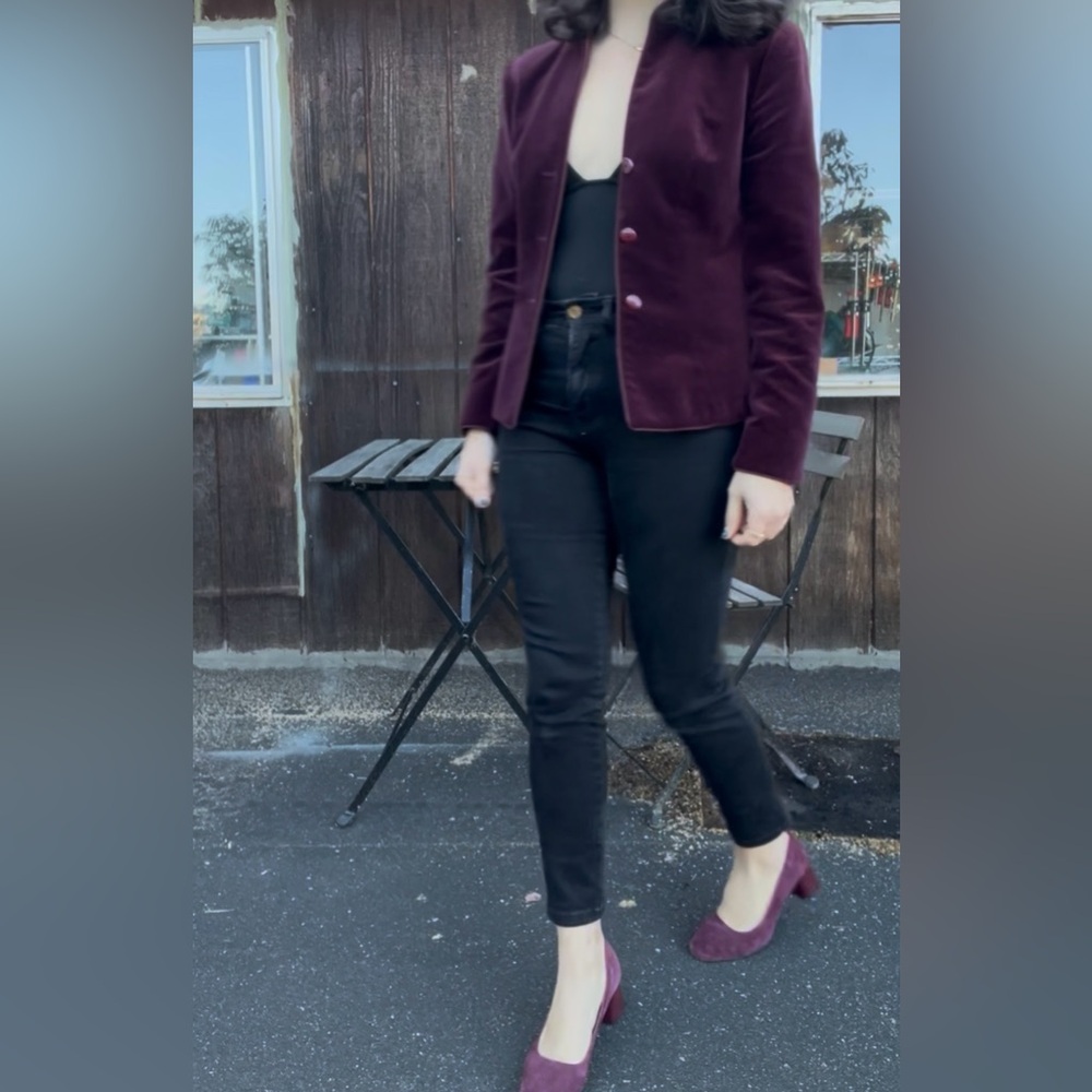 Lilli Ann Vintage velvet cotton burgundy blazer size S
